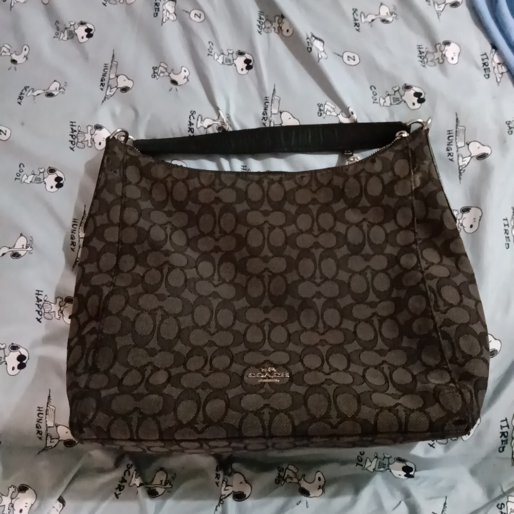 Coach Brown Hobo Shoulder Bag with Signature Monogram